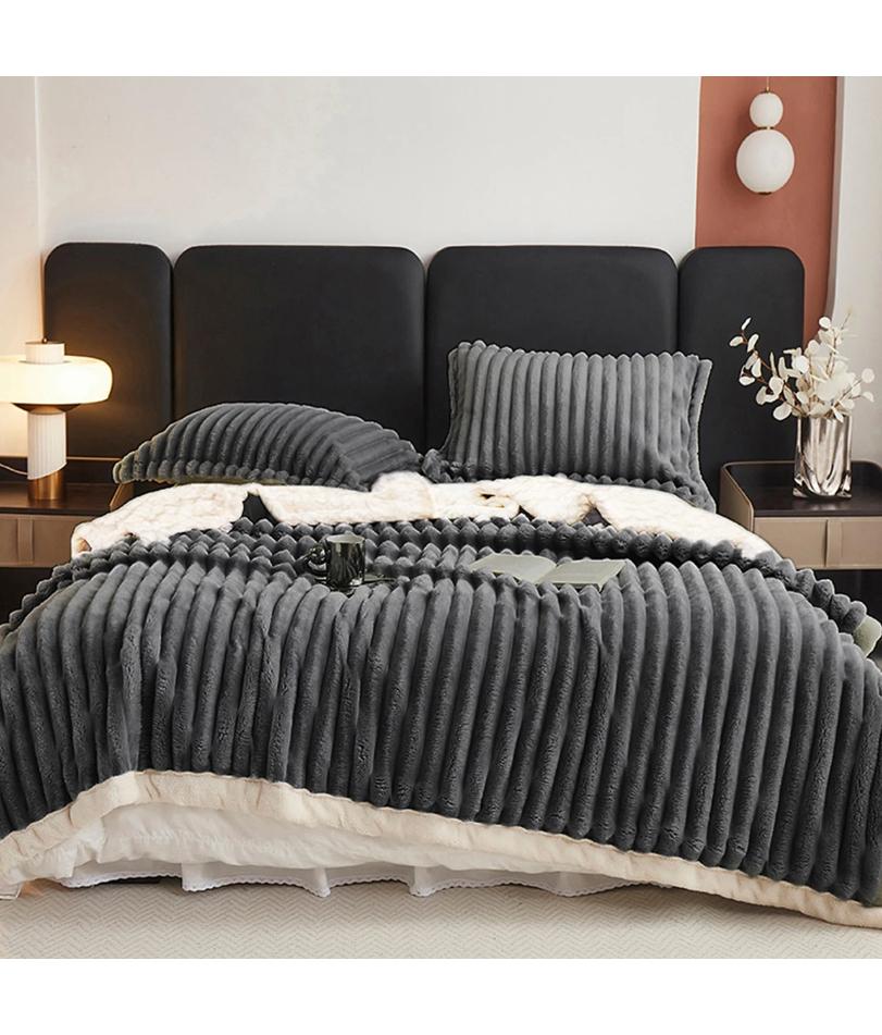 1pc Weighted Fleece Blanket -Soft, Warm, Throw for Bedroom, Living Room, Student Dormitory, Car, Sofa,8lbs With Sherpa