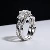 925 Silver Princess Cut Moissanite Ring with Twisted Arm and Four-Claw Setting - Light Luxury, High-End 18k Plated.
