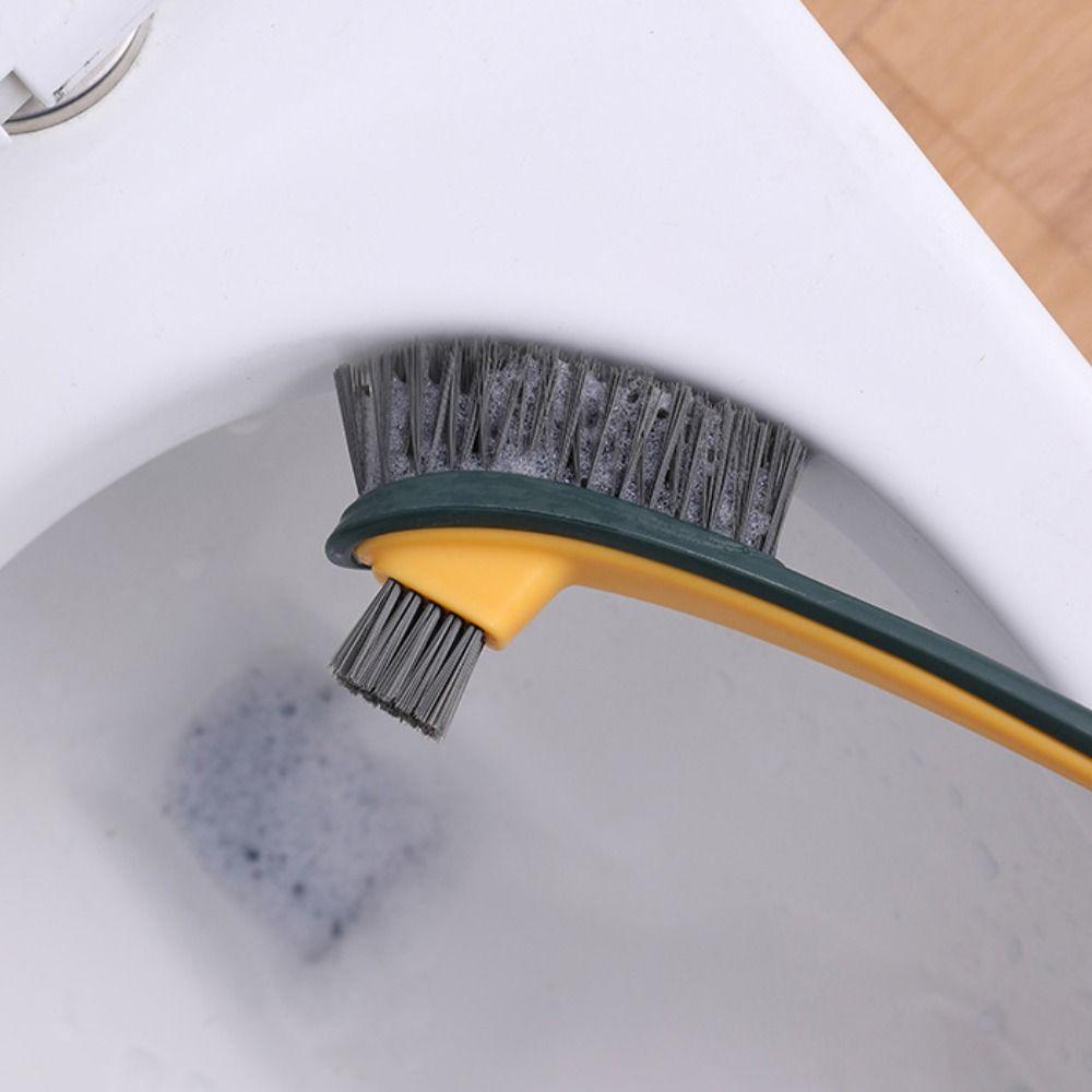 Soft Hair Double Head Toilet Brush Removable Curved Brush Multi-function Cleaning Brush  Household