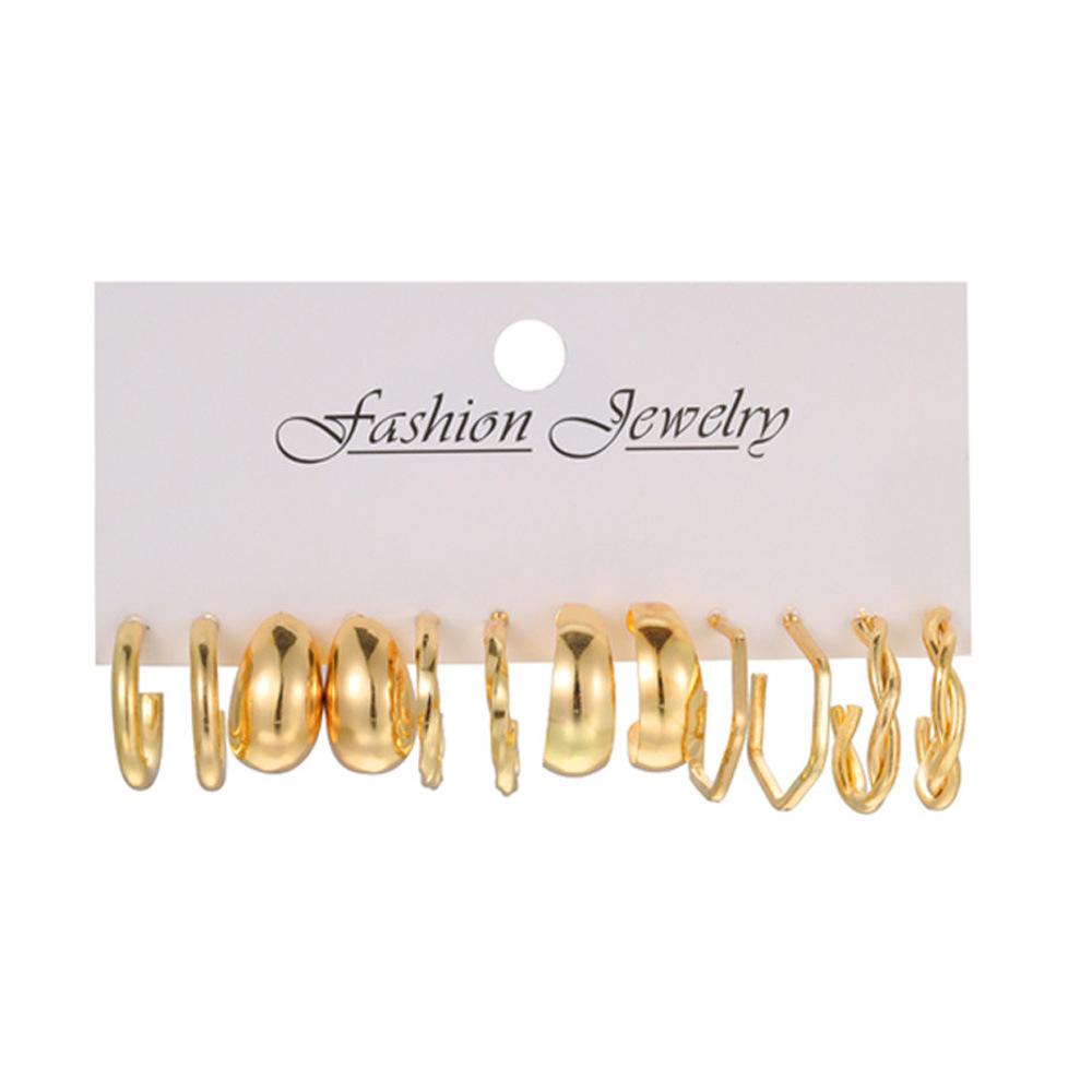 Hot-selling Metal Twist Love Butterfly Earrings Set Simple Ring Big Earrings Earrings Ear Jewelry Women