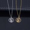 Trendy Stainless Steel Hollow Round Pendant Necklace for Women - Versatile Clavicle Chain Jewelry