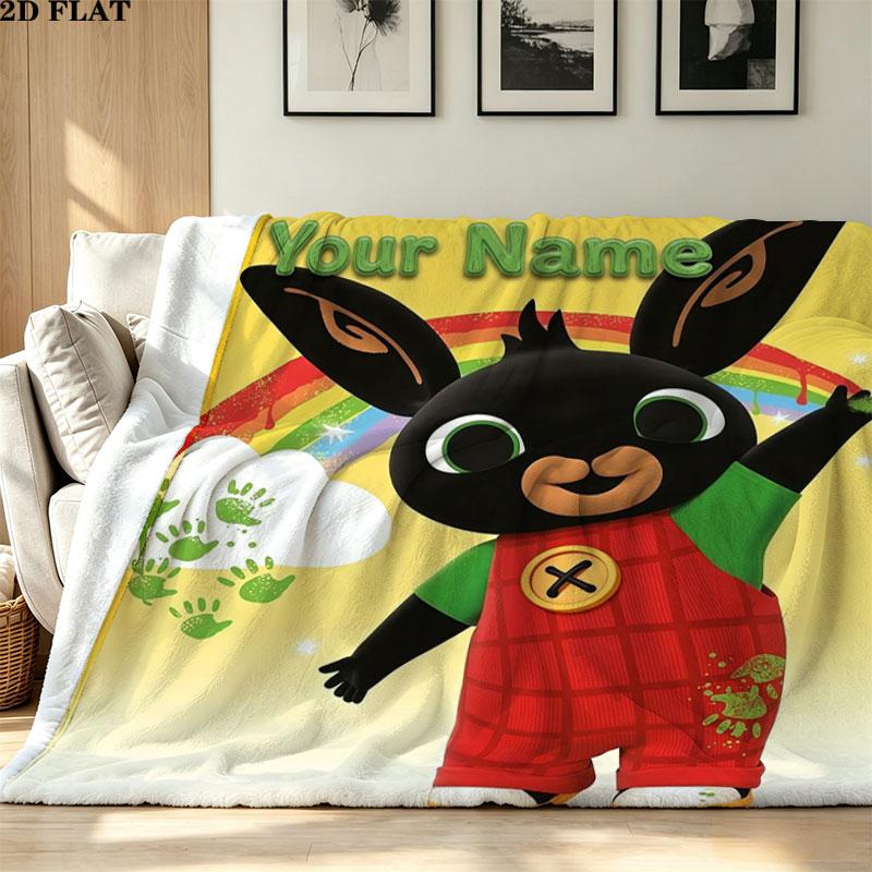 1PC Bing Custom Name Patterned Flannel Blanket Suitable For All Seasons for Home Decor Warmth and Comfort Gifts Holiday Present