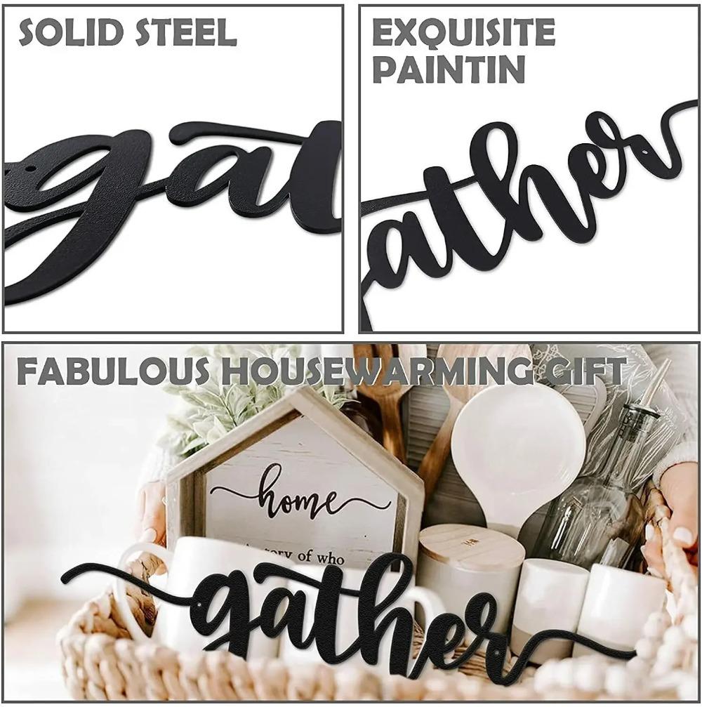 Gather Metal Wall Art Signs Elegant Wall Decorations for Living Room and Kitchen - Stylish and Modern Accent for Your Home Space