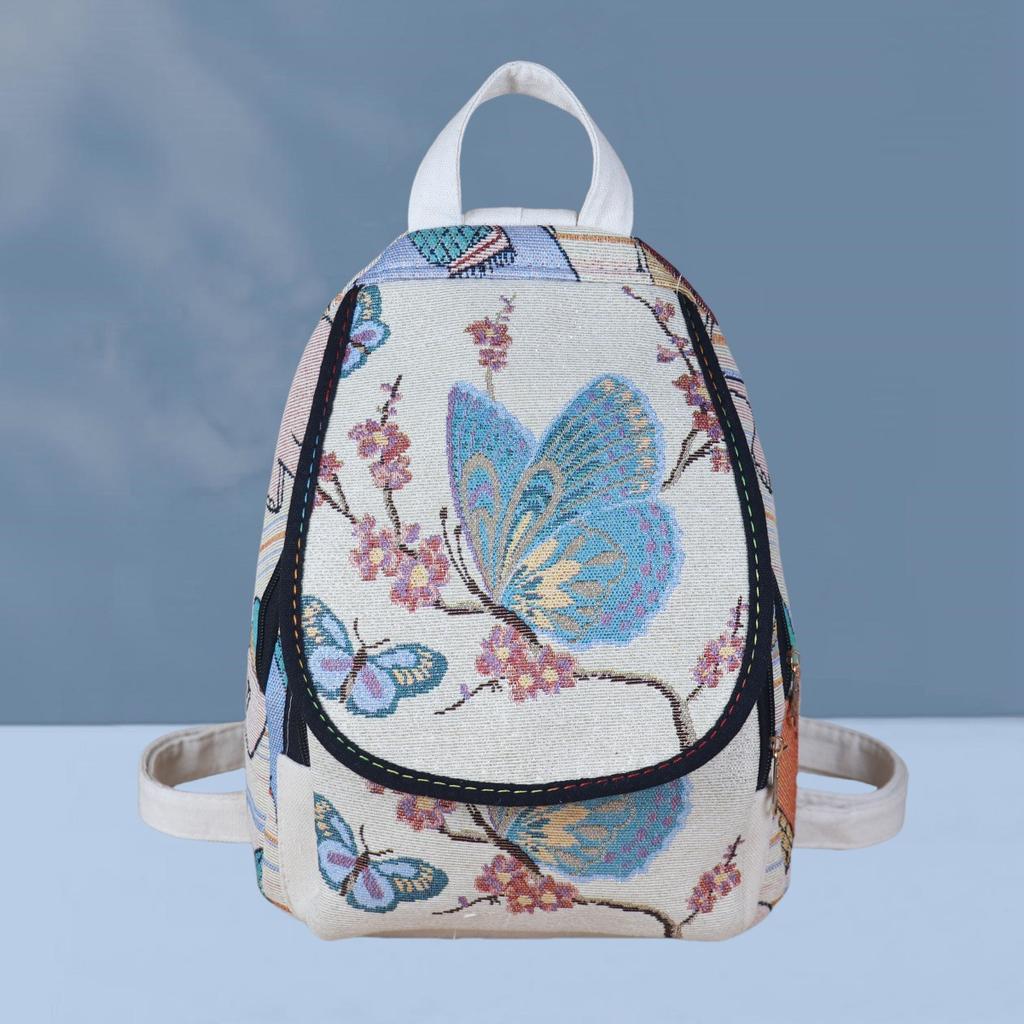 Backpack Embroidered Canvas Backpack for Women Cute Animal Floral Pattern Lightweight Travel Casual Backpack Small Daypack