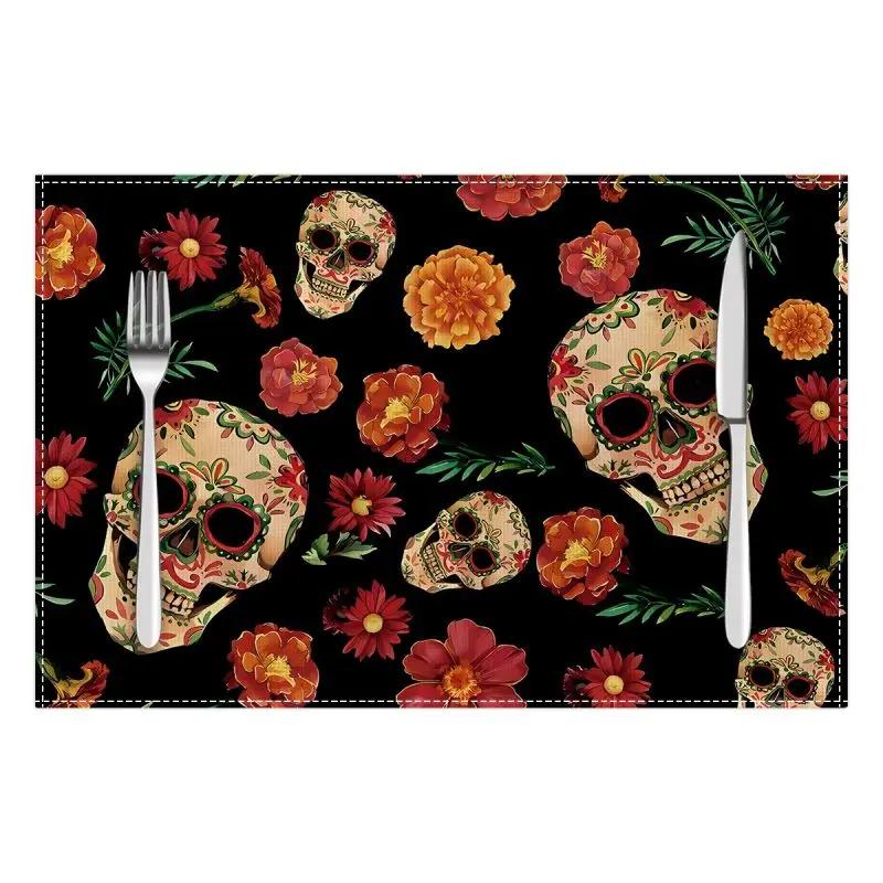 1PC Halloween Placemat Festival Kitchen Linen Dinning Table Mats Bowl Coffee Cup Pads Mats Home Decor