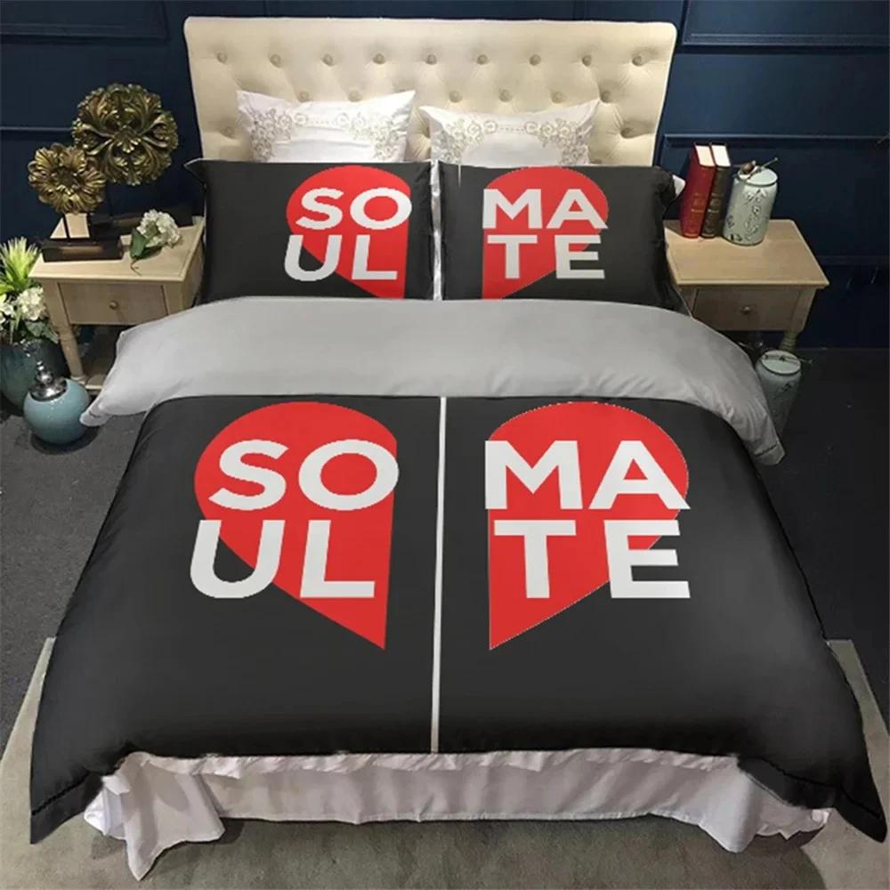 Couples Modern Duvet Cover Queen 220x240 260x240 Crown Bedding Set Black White Bed Cover For Double Bed 2 Sp Adult Bedroom Set