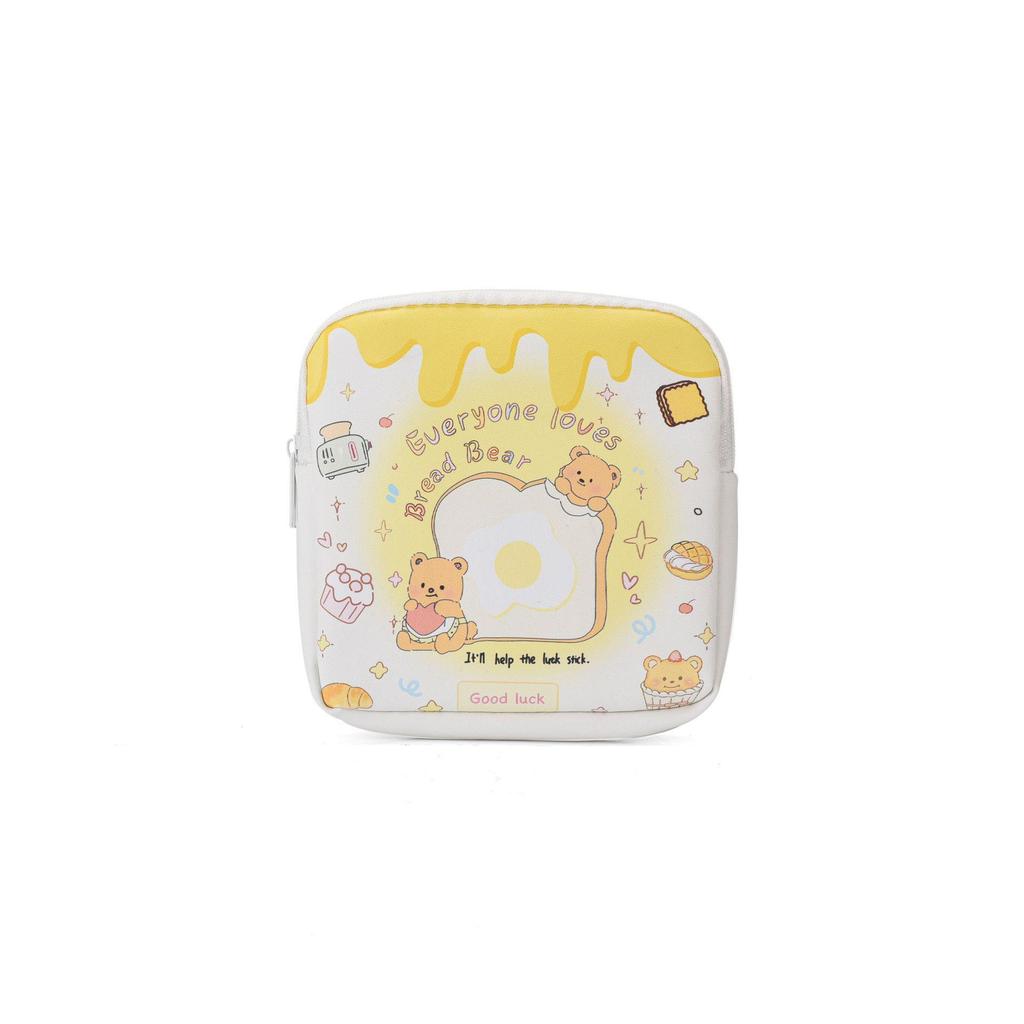 Cute Cartoon Menstrual Bag: Large Capacity, Waterproof PU Storage & Makeup Pouch