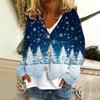 Women's Fashion Short Coat Casual Long Sleeve  Printed Single Breasted Plush Top