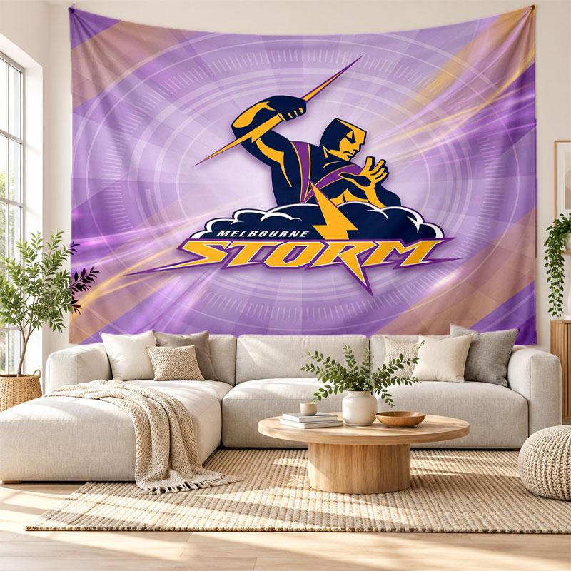 Melbourne Storm Wall Tapestry, Soft Fabric Wall Hanging, Decorative Backdrop For Bedroom Home Wall Art