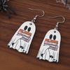 Halloween Ghost Earrings Wood Ghost Holding Book Earrings Halloween Party Jewelry for Women Makeup And Everyday Wear