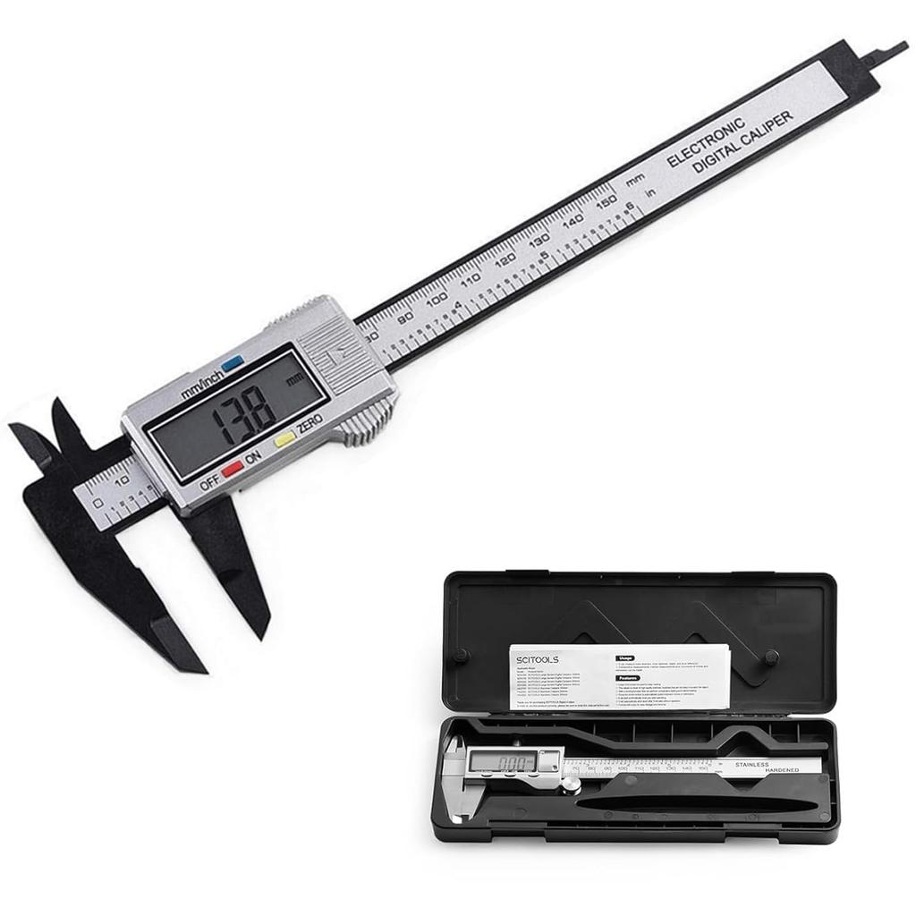 Digital Carbon Includes Storage LCD Outer Inner Step Hold Zero Waterproof and Battery Measuring Tool for Precision Work and Carpentry DIY Measuring