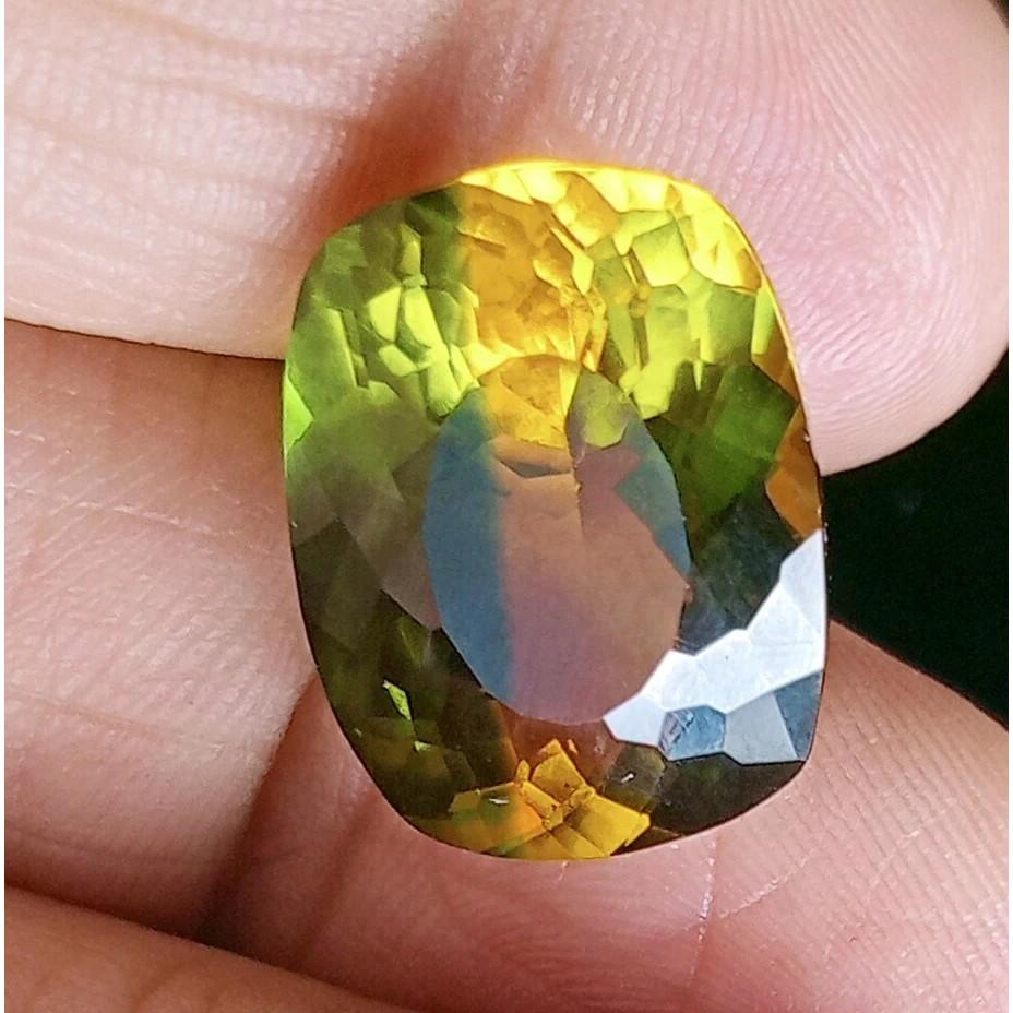 12-13 Ct Natural Bi-Color Tourmaline Cushion Cut Fabulous Certified Gemstone