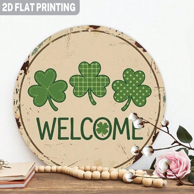 

Vintage Shamrock Round Metal Wall Decor for Home Pub