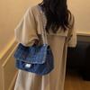 Vintage Denim Umhängetasche Damen Große Kapazität Kette Crossbody-Tasche