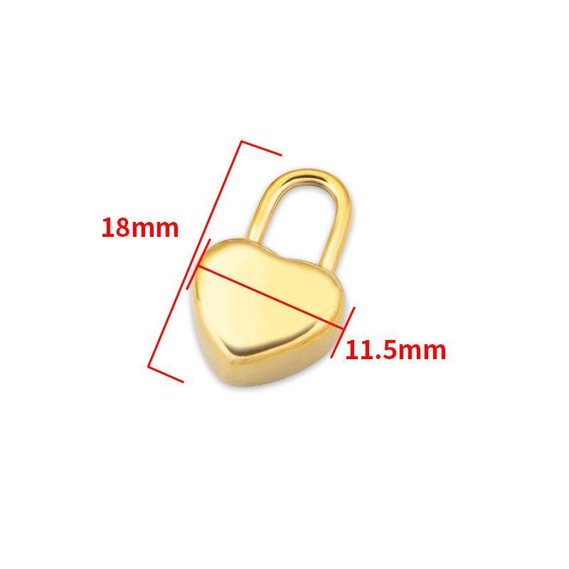 DIY Titanium Steel Heart-Shaped Lock Head European and American Style 18K Gold Gold Polished Heart-Shaped Lock Pendant 18mm(1)