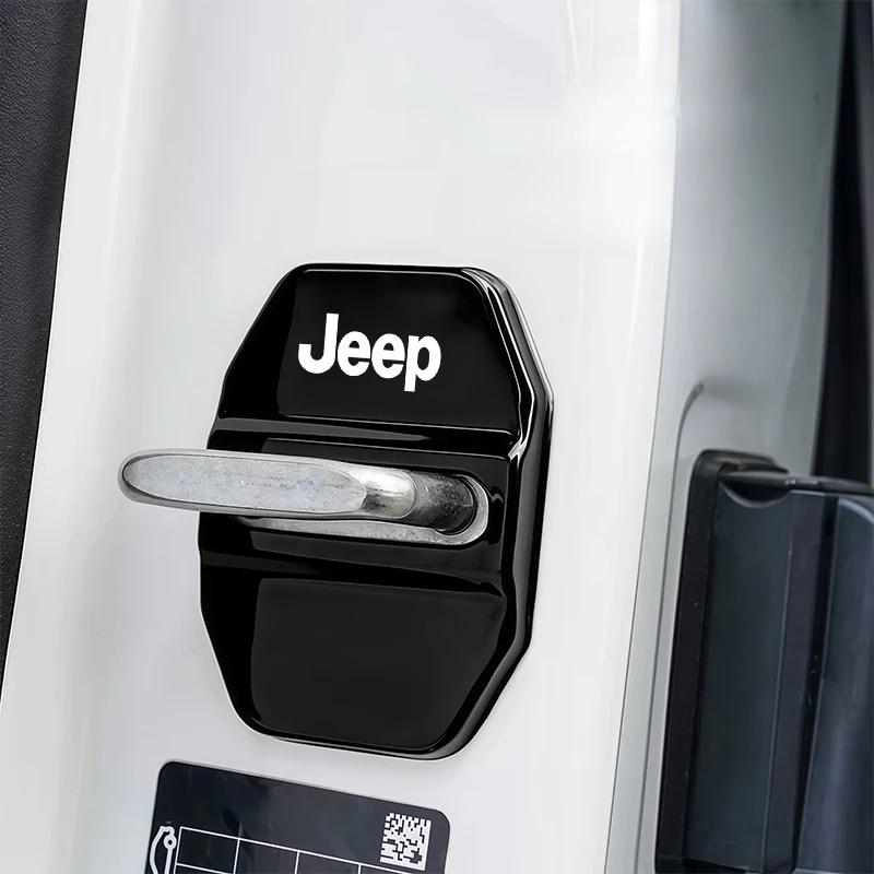 4Pcs Metal Car Door Lock Cover for Jeep Renegade Wrangler JK JL Grand Anti-Rust Auto Latch Buckle Protector Cap Car Accessories ALV1