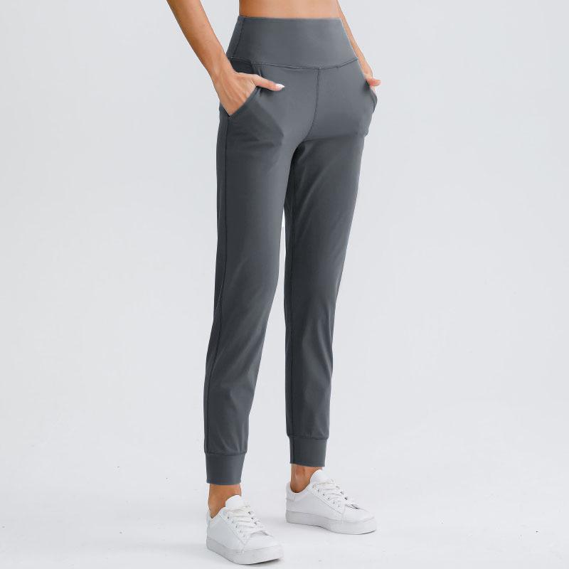 Women's Cross-border Europe Elastic Pocket Yoga Joggers: Loose, Slimming, Solid Color Fitness Pants