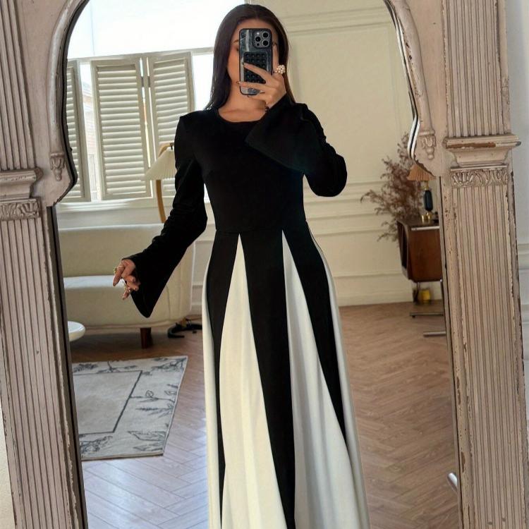 

Длинное повседневное платье с длинным рукавом Женские макси-платья Элегантное вечернее платье Мусульманские вечерние платья Дубай Турция Кафтаны Хиджаб-платье L бежевый