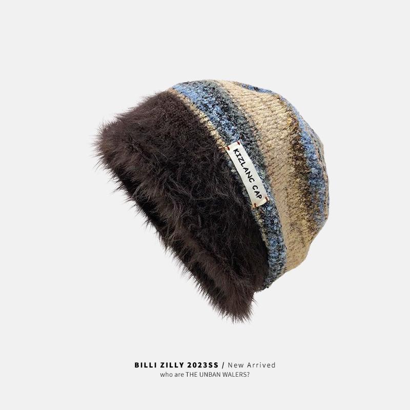 Maillard pile hat children winter big head circumference showing face small wool hat warm confinement hat bag head knitted cold hat