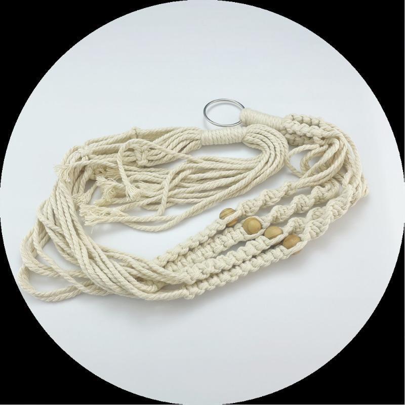 1Pc DIY Nordic Style Hand Woven Cotton Rope Hanging Basket Flower Pot Net Pocket Wall Hanging Decoration Home Decor