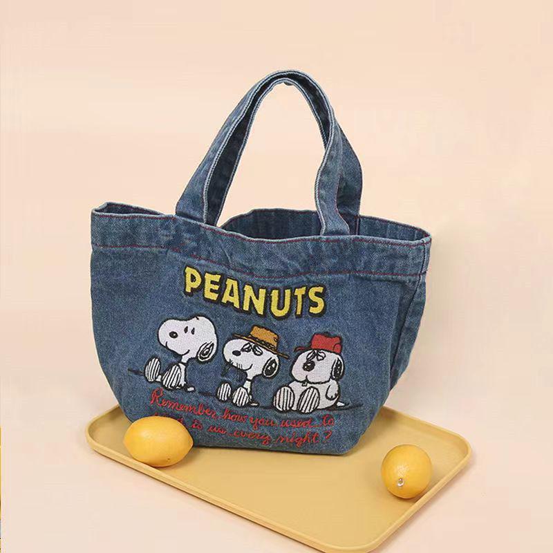 2024 Snoopy Denim Tote: Cute Cartoon Lunch Bag & Small Box