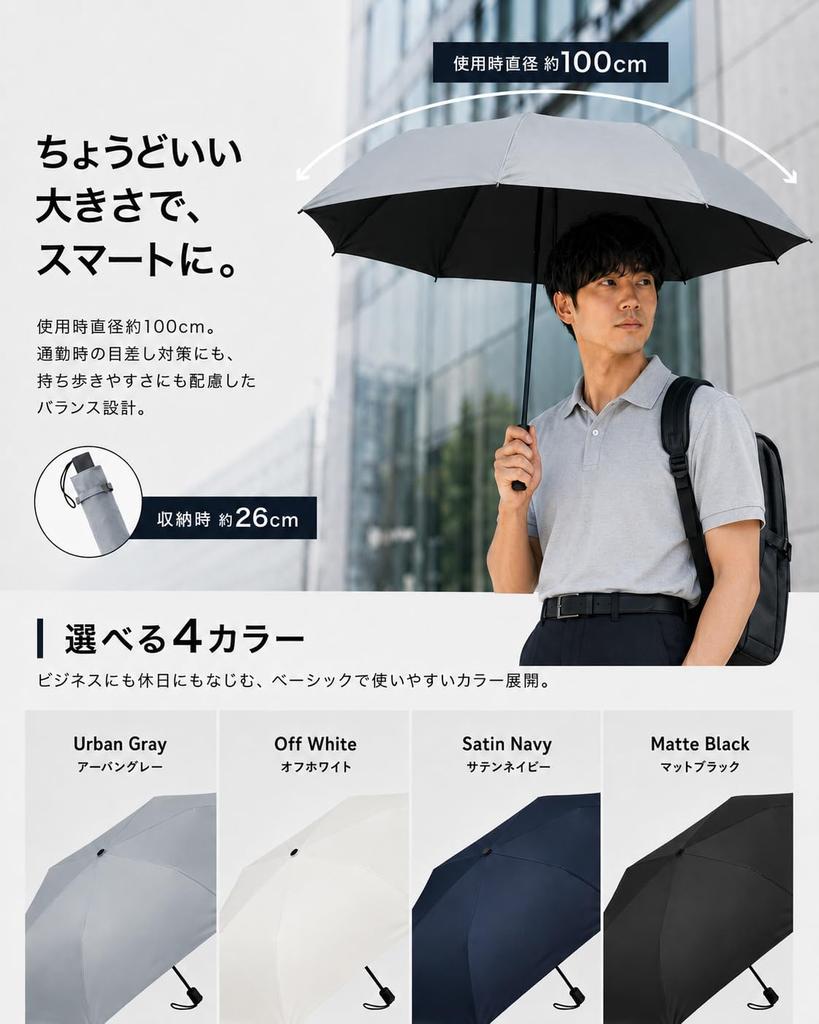 Parasol Reduces Perceived Temperature X Compact Automatic UV Protection Automatic Folding Suitable for Sunny and Rainy Gray Men's [Drastically