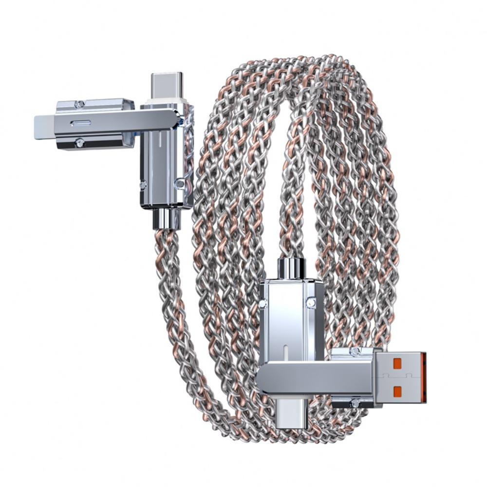 

PD100W USB Type C Fast Charging Cable 4-in-1 Colorful Lights RGB Data Cable Multi-ports Charging Wire For Samsung Xiaomi Huawei белый