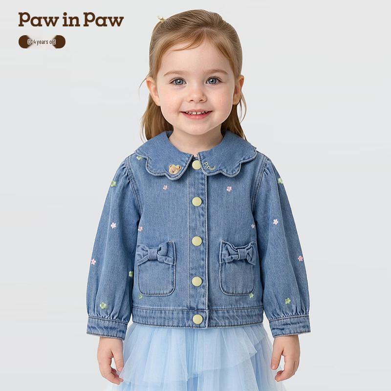 PawinPaw Baby Girl s Cartoon Bear Indigo Denim Jacket 110