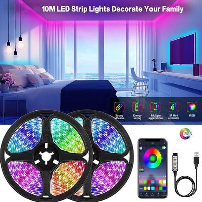 10M Amill USB LED bande lumineuse 5050 SMD Bluetooth RGB lumières Flexible lampe à LED ruban ruban RGB TV bureau Diode bande TV rétro-éclairage fête