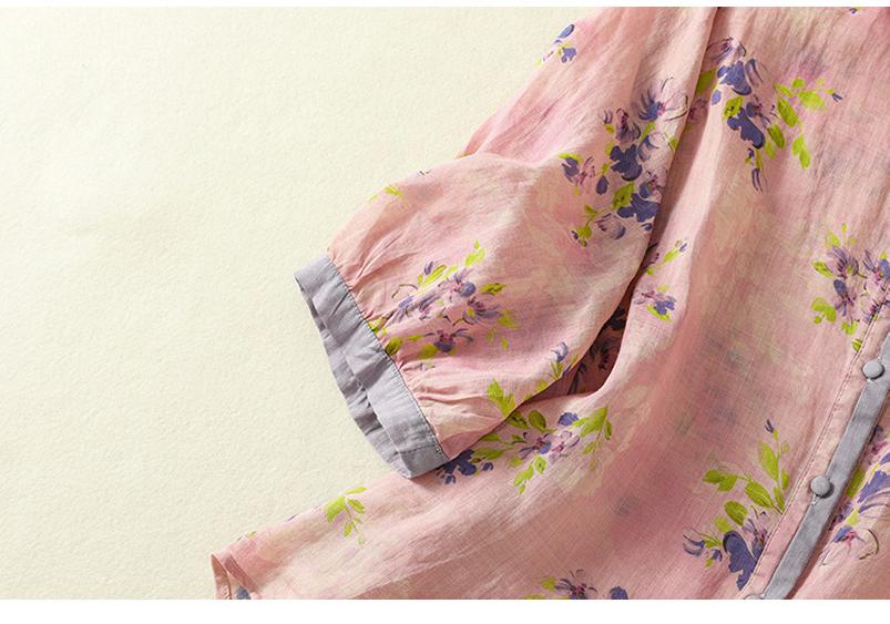 Chemise Casual Lâche Artistique Rétro à Manches Cinq-Quarts pour Femme 2025