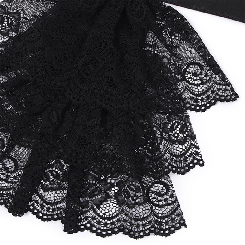 Viktorianisches Kolonial-Jabot-Kragen, mittelalterliches Kostüm, abnehmbarer Rüschenkragen aus Spitze mit viktorianischer Kristallkrawatte