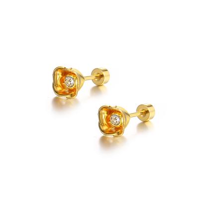 Titanium Steel Gold Color Embracing Circle Earrings