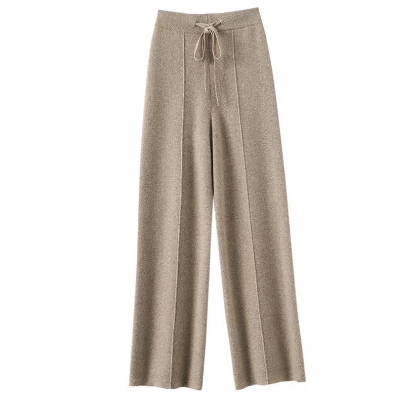 Pantaloni larghi in lana da donna, a vita alta, pantaloni casual spessi snellenti autunnali e invernali