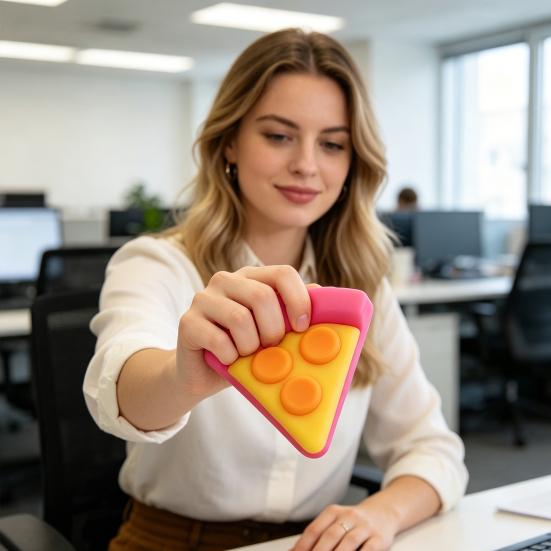 Cheese Pizza Piece Squeeze Toy Stress Relief Mini Pizza Sensory Toy Home Office Worker Soft Stretchy Simulation Food Fidget Toy