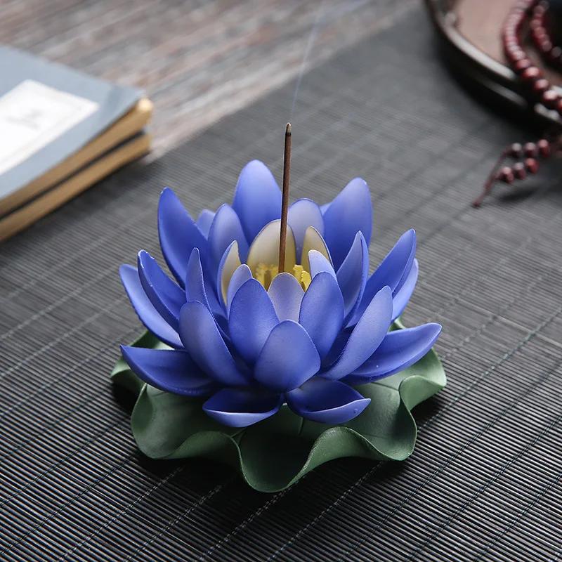 Y Ceramic Handicraft Stick Incense Burners Simulation Lotus Incense Holder Ornaments Zen Aromatherapy Tea Office Spiritual Decor