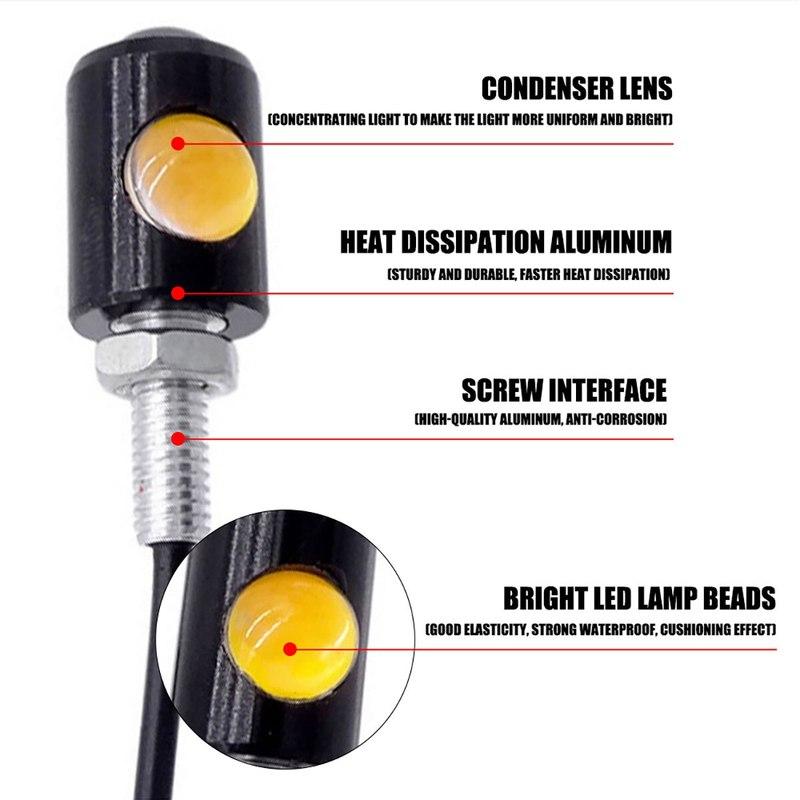 2PCS Motorcycle LED Eagle Eye Light Turn Signal Indicator Super Bright Led Motorbike Auto Rear Tail Brake Lamp Fog Driving Light