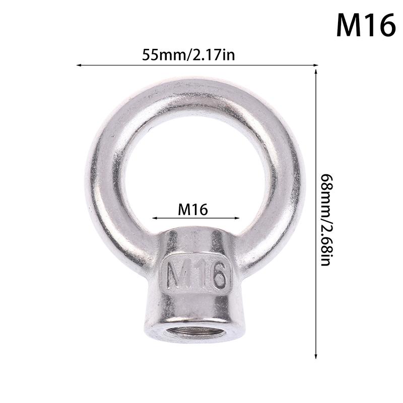304 Stainless Steel Japanese Eye Nuts M6 M8 M10 M12 M16 Lifting Rings Marine-Grade Hardware Rigging Hoisting Industrial