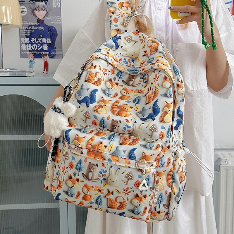 2025 autumn new backpack Japanese cartoon printed backpack campus style high school student schoolbag tide