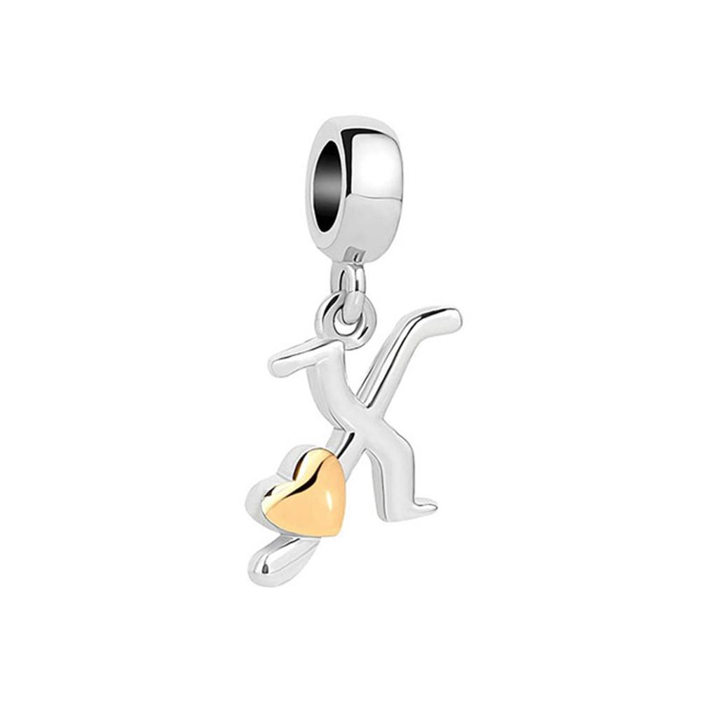 New Plated Copper Letter Alphabet A-Z Dangle Charm Beads Fit Original Charms Bracelet Pendant Women Diy Jewelry