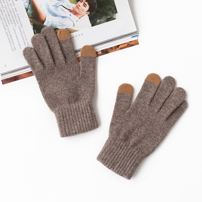 100% Wool Gloves Couples Warm Touchscreen Knitted Driving Cycling