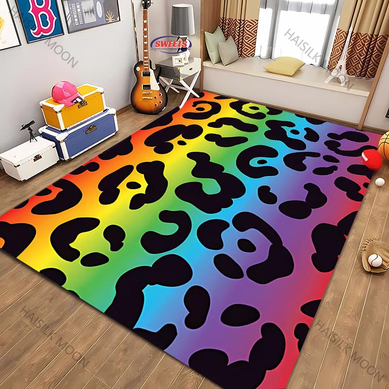 3D Printing Colorful Leopard Theme Carpet Living Room Bedroom Sofa Office Large Area Mat Home Decor Rug Great Gift for Friends