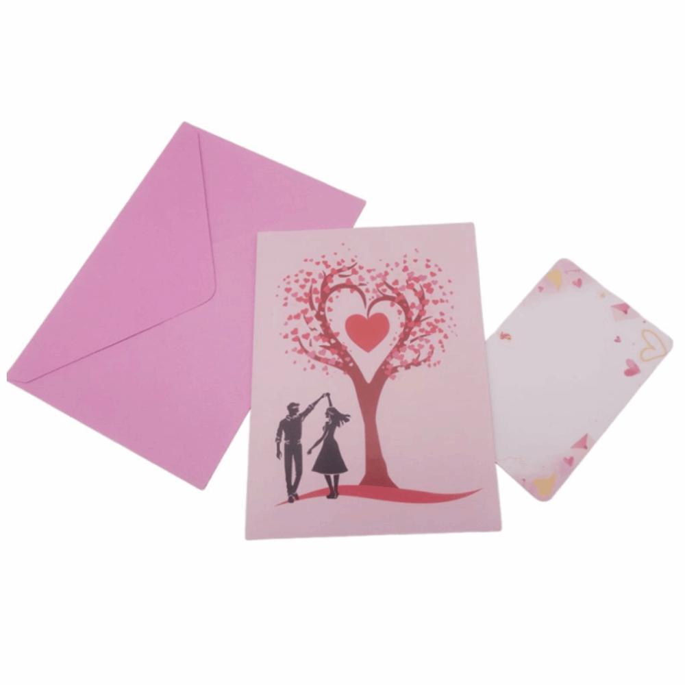 Elegant 3D Heart Tree Greeting Card Paper Sculpture Wedding Blessing Card  Party Accessories