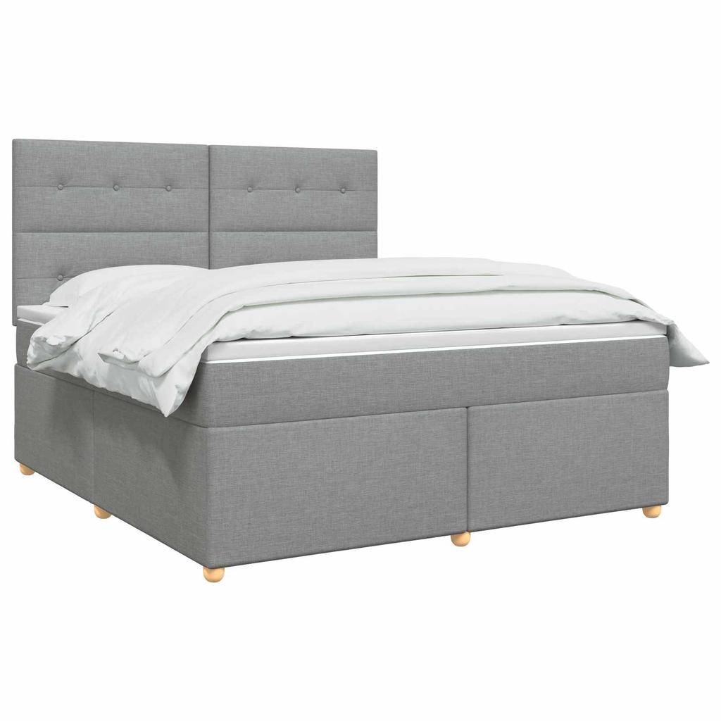Box Spring Bed with Mattress Light Grey 140 x 190 cm Fabric