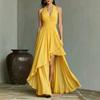 New chiffon dress, neck halter waist V-neck dress evening dress