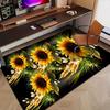 Sunflower Pattern Non-Slip Area Rug, Machine Washable Soft Polyester Mat for Living Room Bedroom Kitchen Entryway Decor