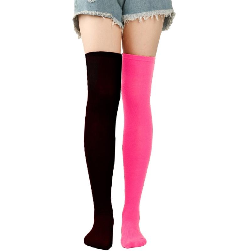 Gestreifte Strümpfe Unterschiedlich farbige Strümpfe Über das Knie Lange Socken Weihnachts-Oberschenkelhohe Strümpfe Lange Beinstrümpfe