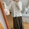 Women's Pink Mohair Long Sleeve Cardigan - Spring/Autumn 2026, Loose Fit, Soft Knit Sweater Coat.