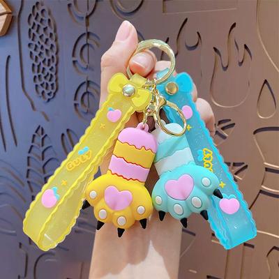 Creative Cartoon Than Heart Cat Claw Keychain Pendant Female Cute Car Schoolbag Keychain Pendant Small Gift