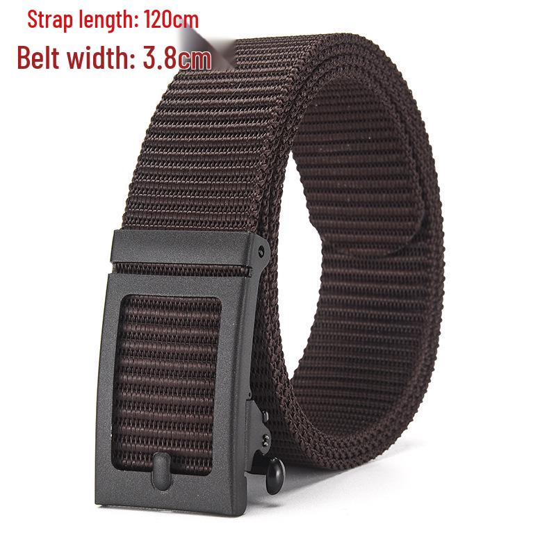 Men's Tactical Canvas & Nylon Woven Belt with Leather Trim - Elastic and High-End Accessory