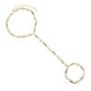 New Fashion Finger Ring Link Hand Bracelet 18k Gold Plated Square Chain Pave One CZ Stone Tassel Bracelet Women Jewelry